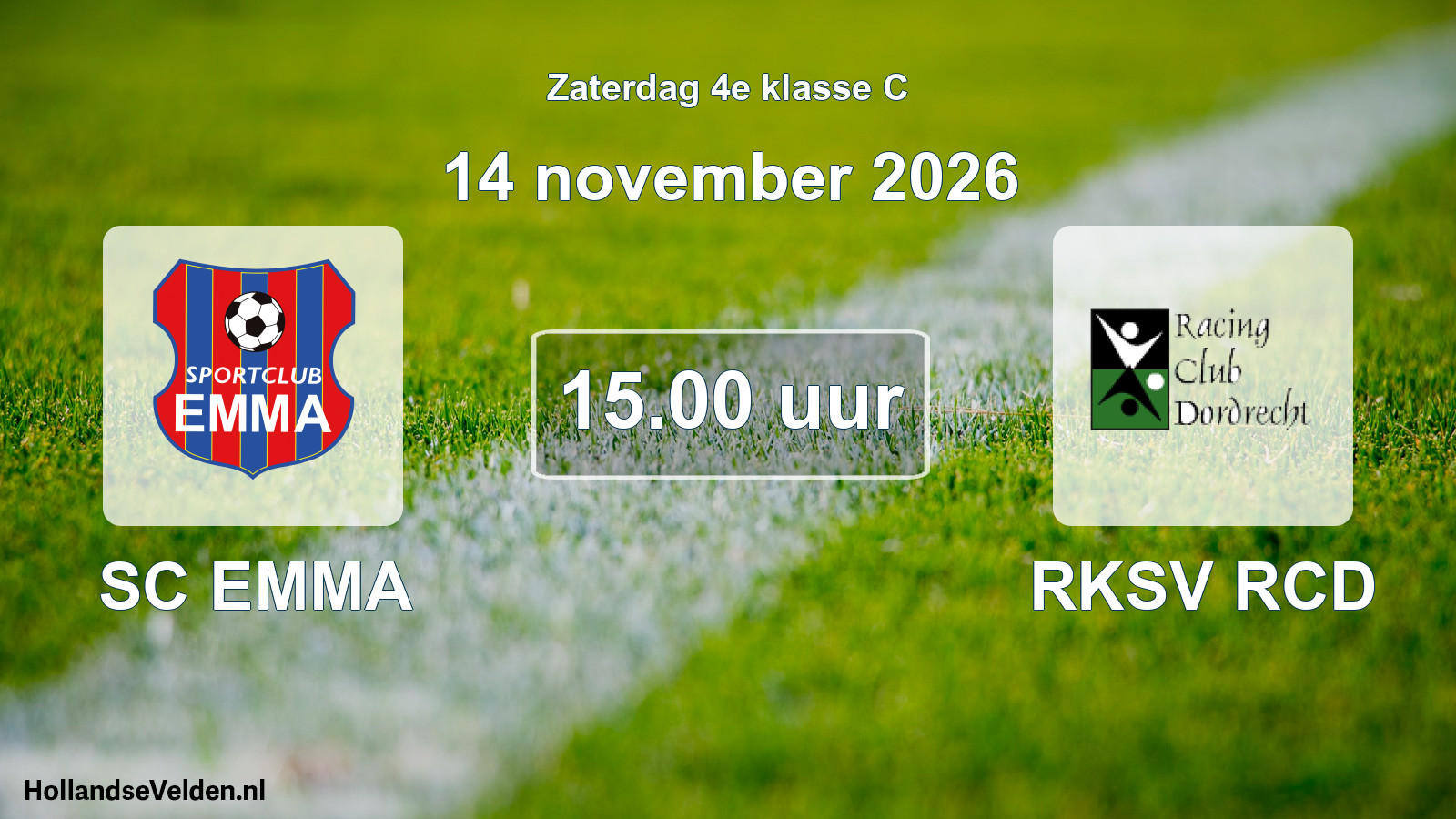 Geplande wedstrijd: SC EMMA - RKSV RCD (14 november 2026)