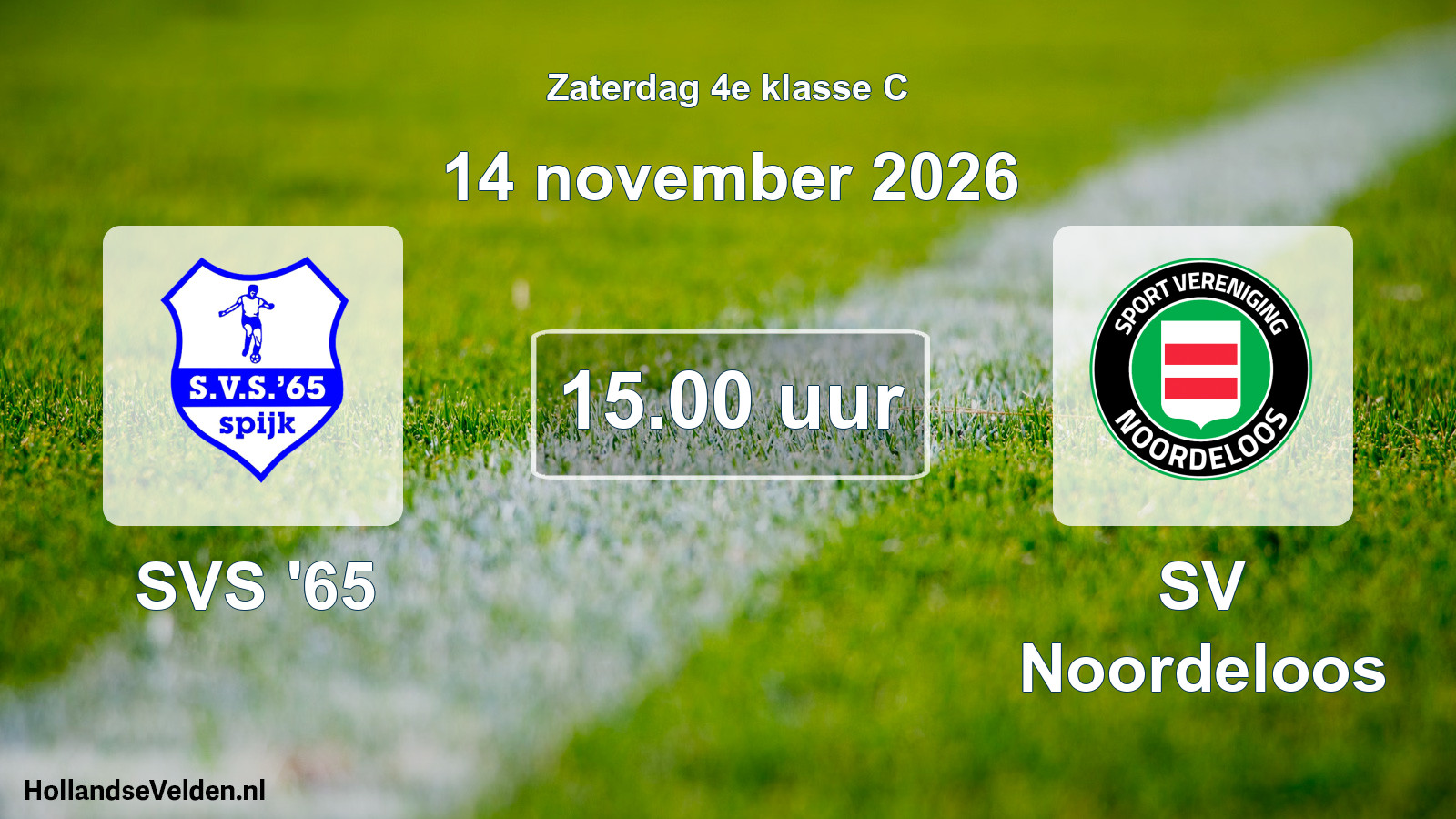 Geplande wedstrijd: SVS '65 - SV Noordeloos (14 november 2026)