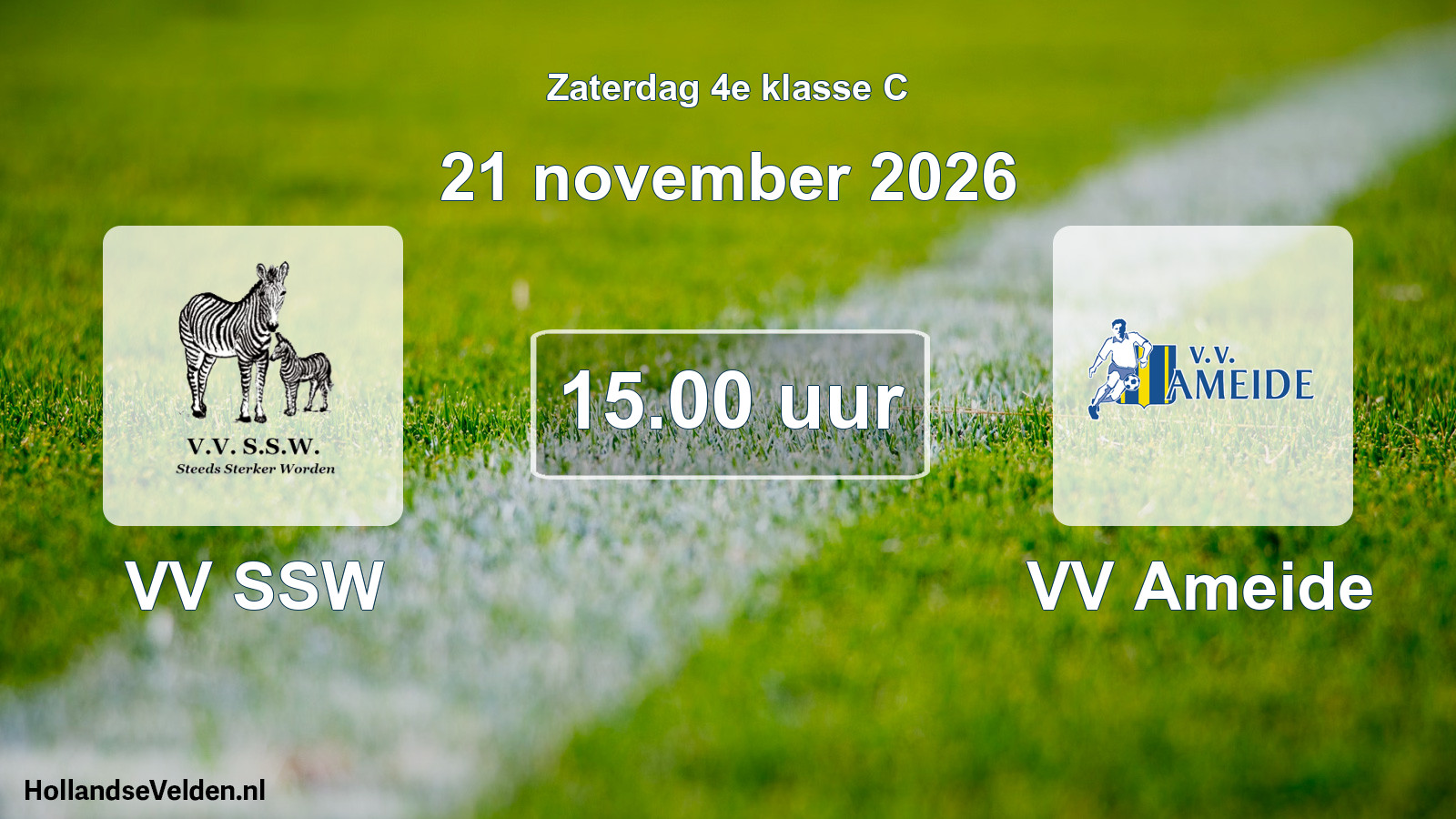Geplande wedstrijd: VV SSW - VV Ameide (21 november 2026)