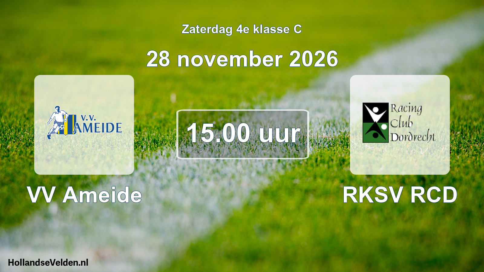 Geplande wedstrijd: VV Ameide - RKSV RCD (28 november 2026)