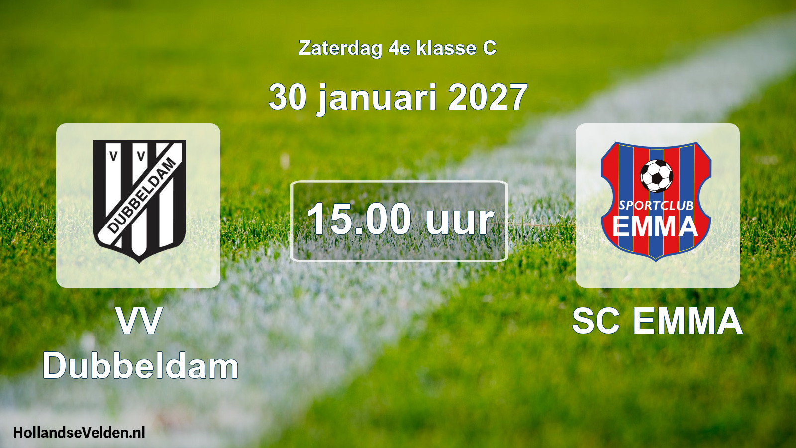Geplande wedstrijd: VV Dubbeldam - SC EMMA (30 januari 2027)