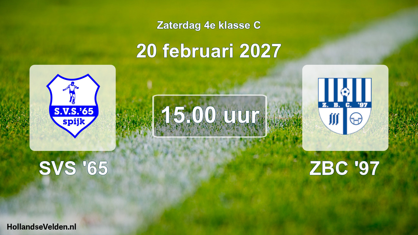 Geplande wedstrijd: SVS '65 - ZBC '97 (20 februari 2027)