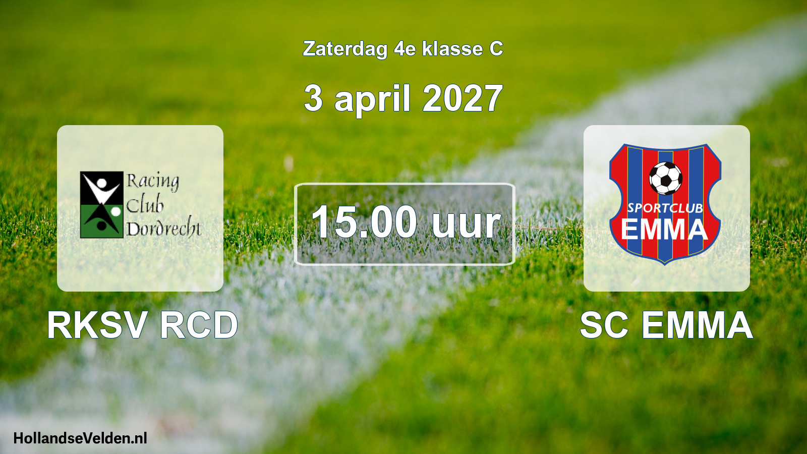 Geplande wedstrijd: RKSV RCD - SC EMMA (3 april 2027)