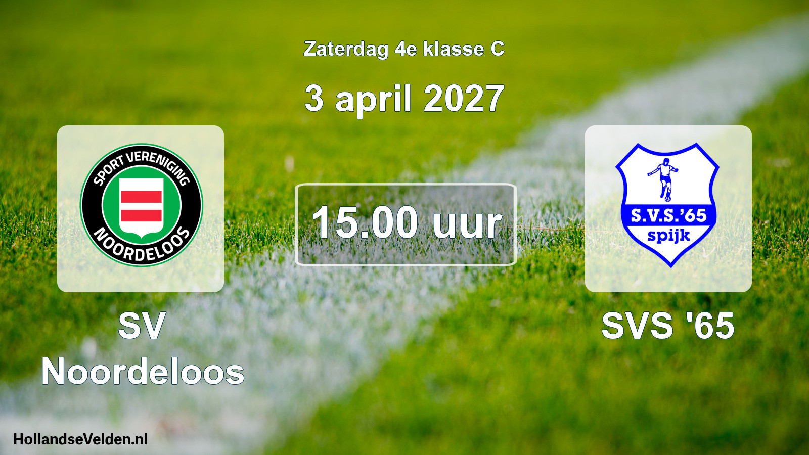 Geplande wedstrijd: SV Noordeloos - SVS '65 (3 april 2027)