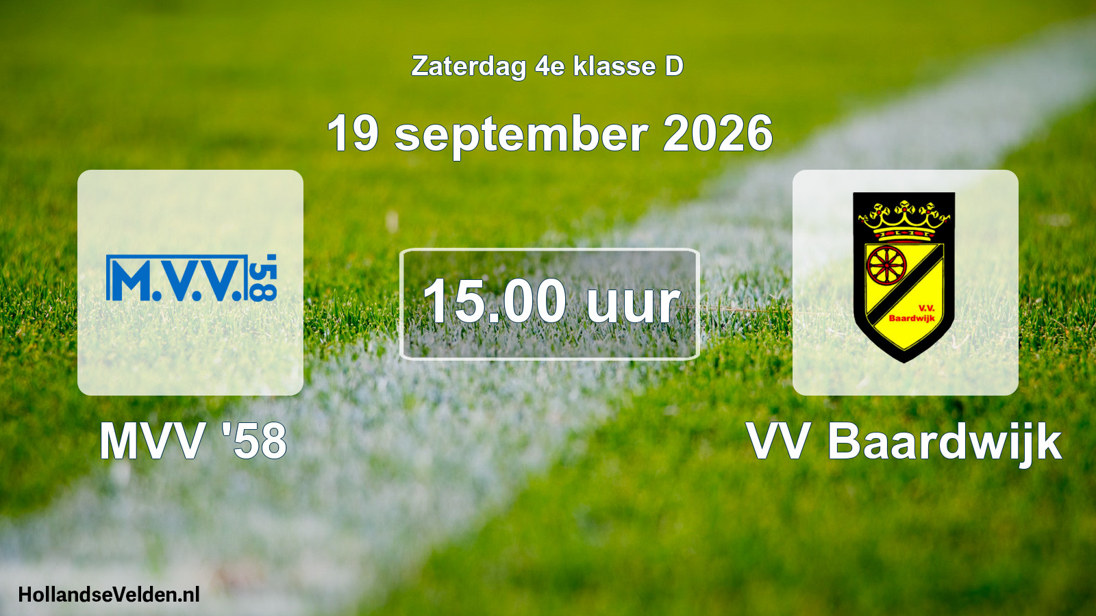 Geplande wedstrijd: MVV '58 - VV Baardwijk (19 september 2026)