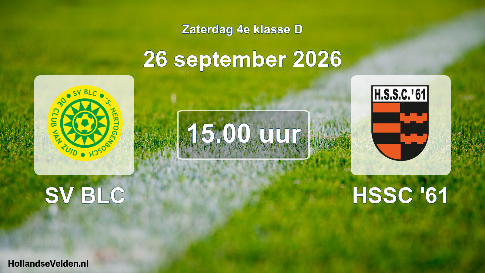 Geplande wedstrijd: SV BLC - HSSC '61 (26 september 2026)