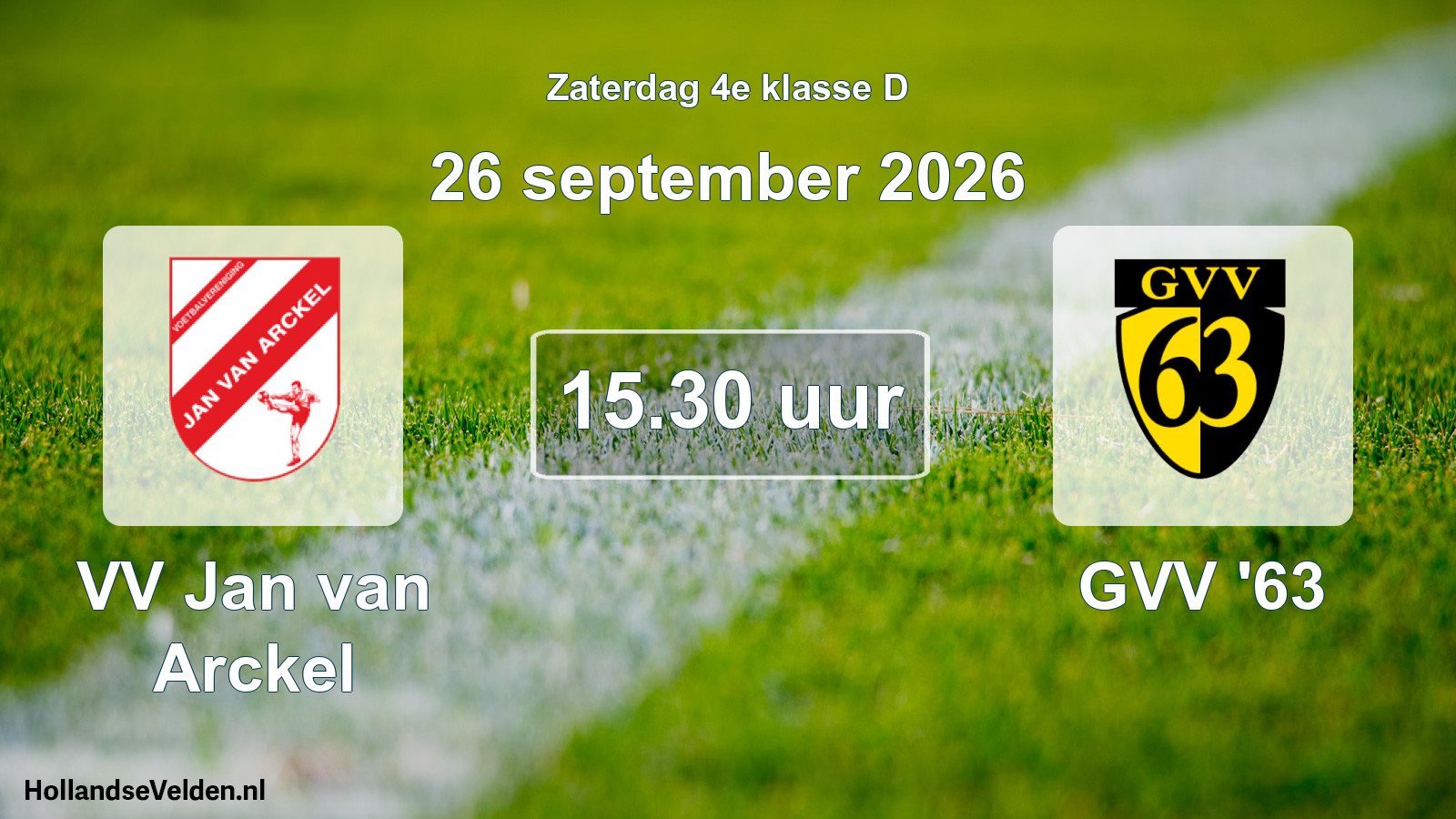 Geplande wedstrijd: VV Jan van Arckel - GVV '63 (26 september 2026)