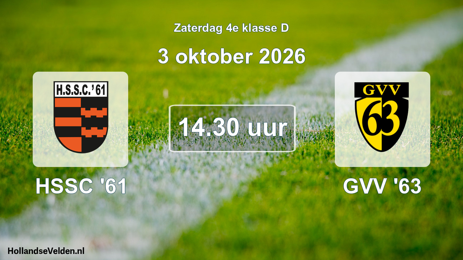 Scheduled Match: HSSC '61 - GVV '63 (3 October 2026)