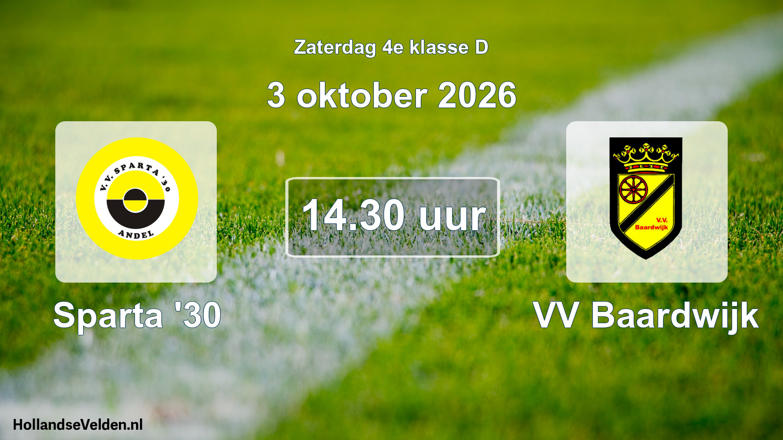 Geplande wedstrijd: Sparta '30 - VV Baardwijk (3 oktober 2026)