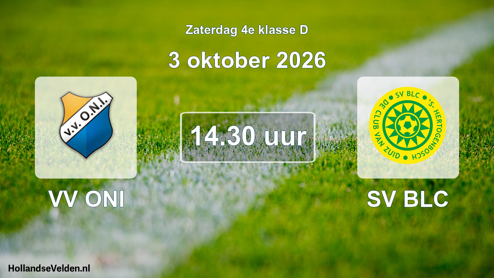 Geplande wedstrijd: VV ONI - SV BLC (3 oktober 2026)