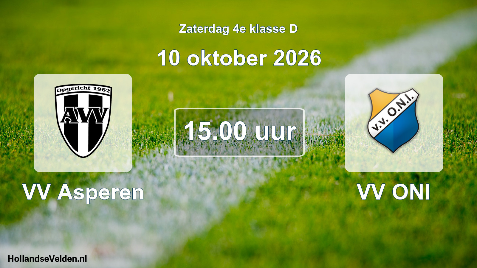 Geplande wedstrijd: VV Asperen - VV ONI (10 oktober 2026)