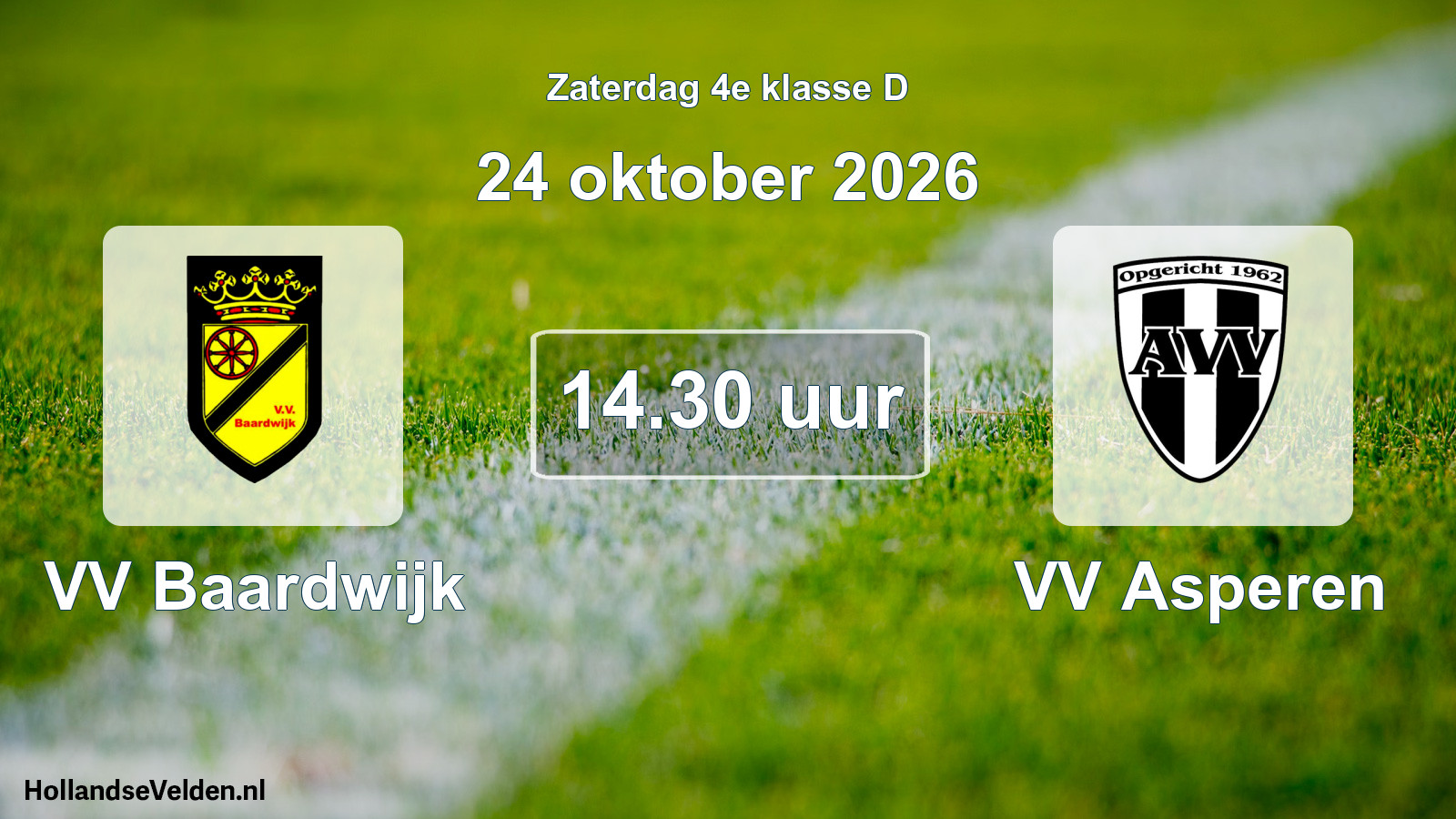 Scheduled Match: VV Baardwijk - VV Asperen (24 October 2026)