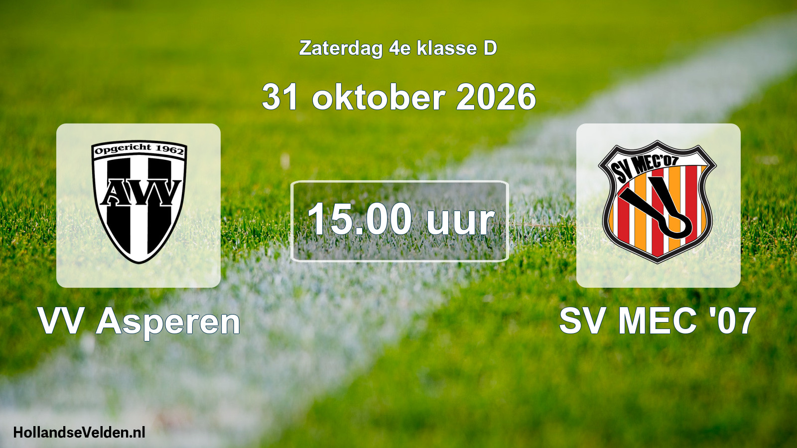 Geplande wedstrijd: VV Asperen - SV MEC '07 (31 oktober 2026)