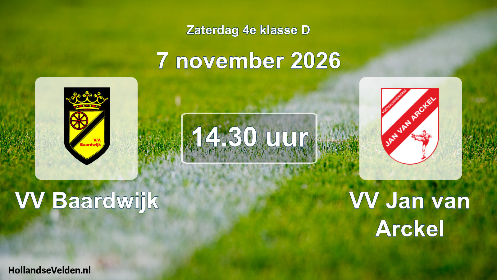 Geplande wedstrijd: VV Baardwijk - VV Jan van Arckel (7 november 2026)