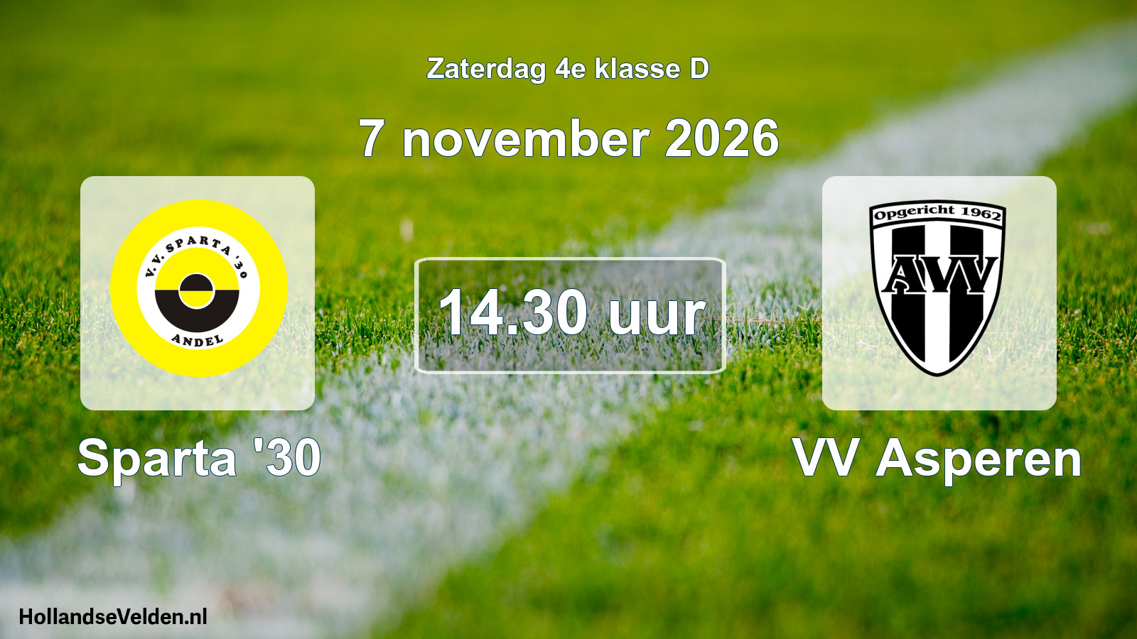 Geplande wedstrijd: Sparta '30 - VV Asperen (7 november 2026)