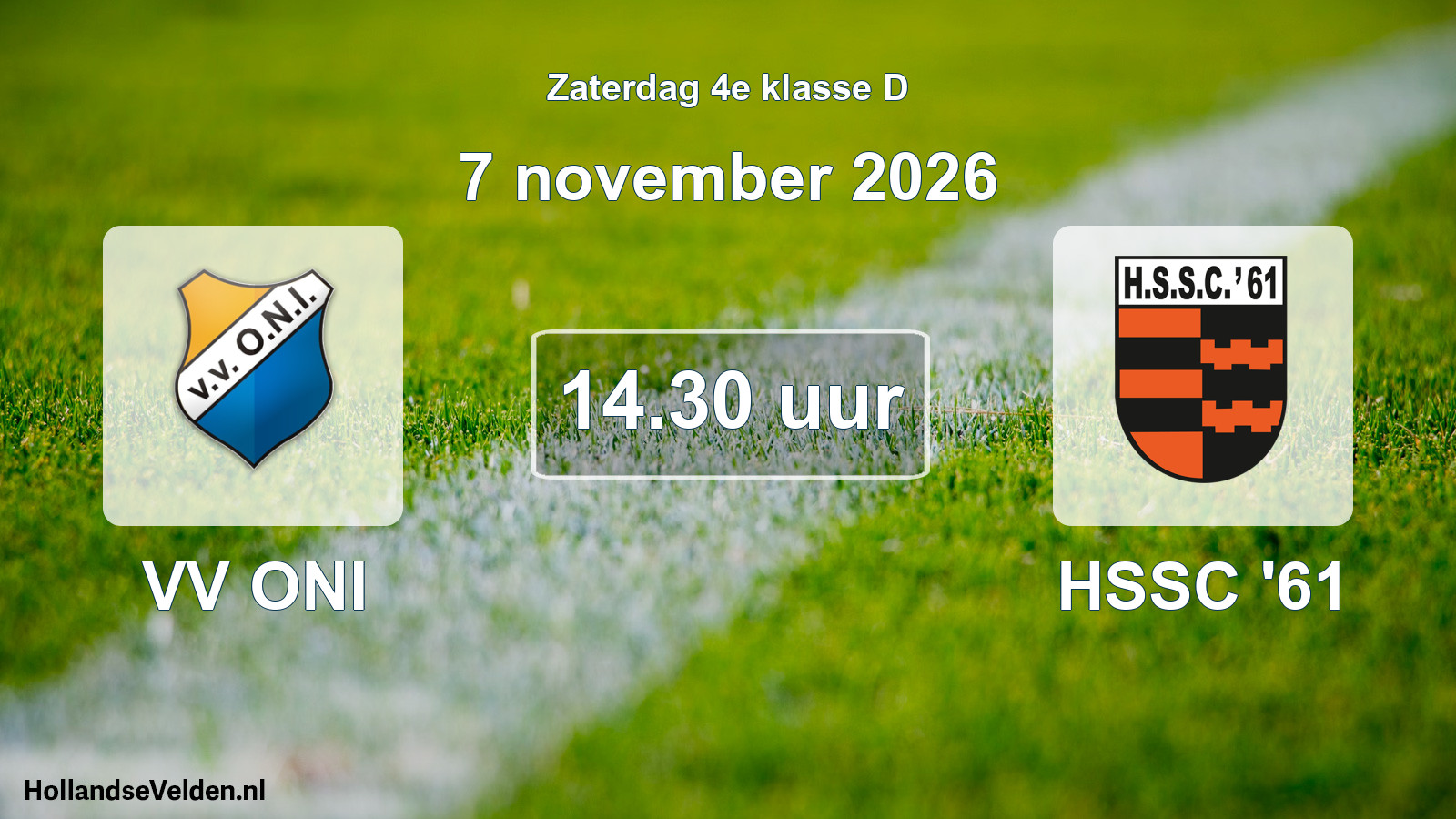 Geplande wedstrijd: VV ONI - HSSC '61 (7 november 2026)