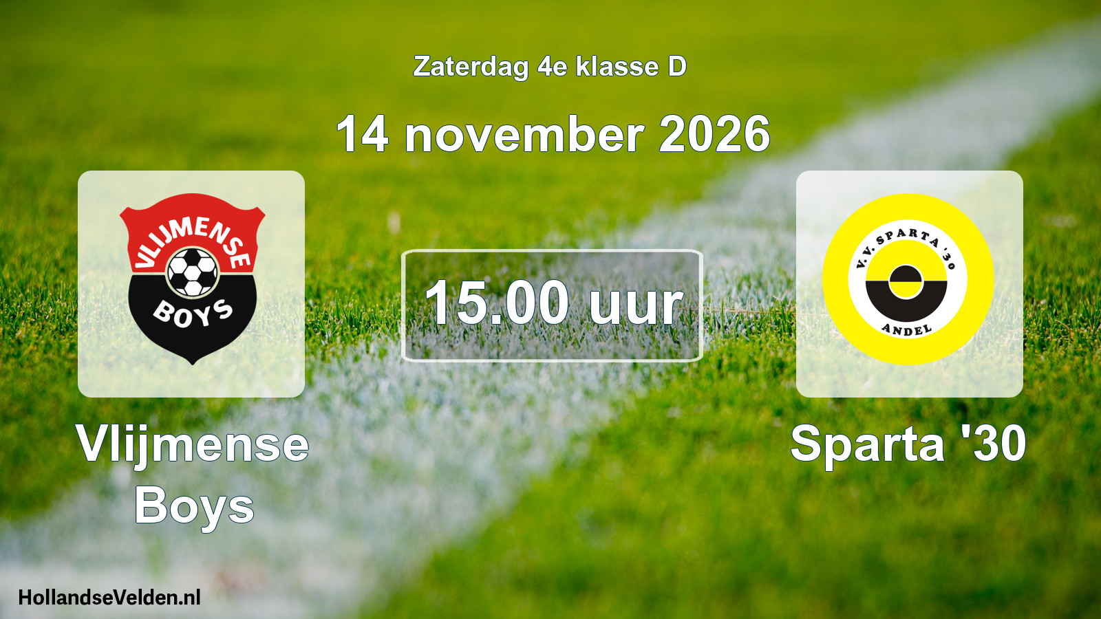 Geplande wedstrijd: Vlijmense Boys - Sparta '30 (14 november 2026)