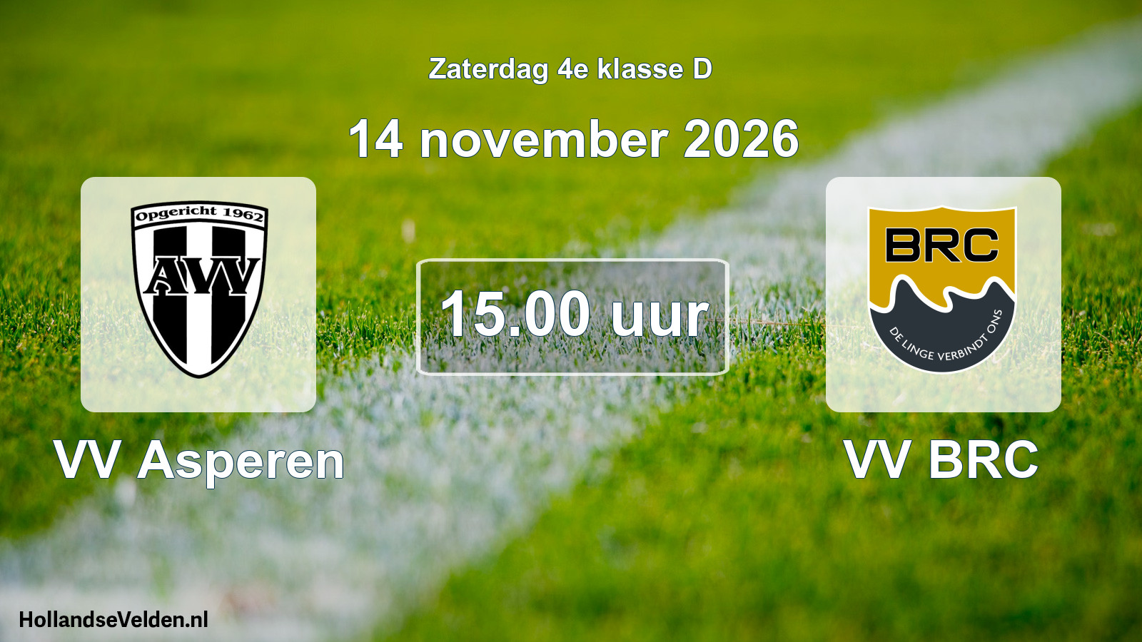 Geplande wedstrijd: VV Asperen - VV BRC (14 november 2026)