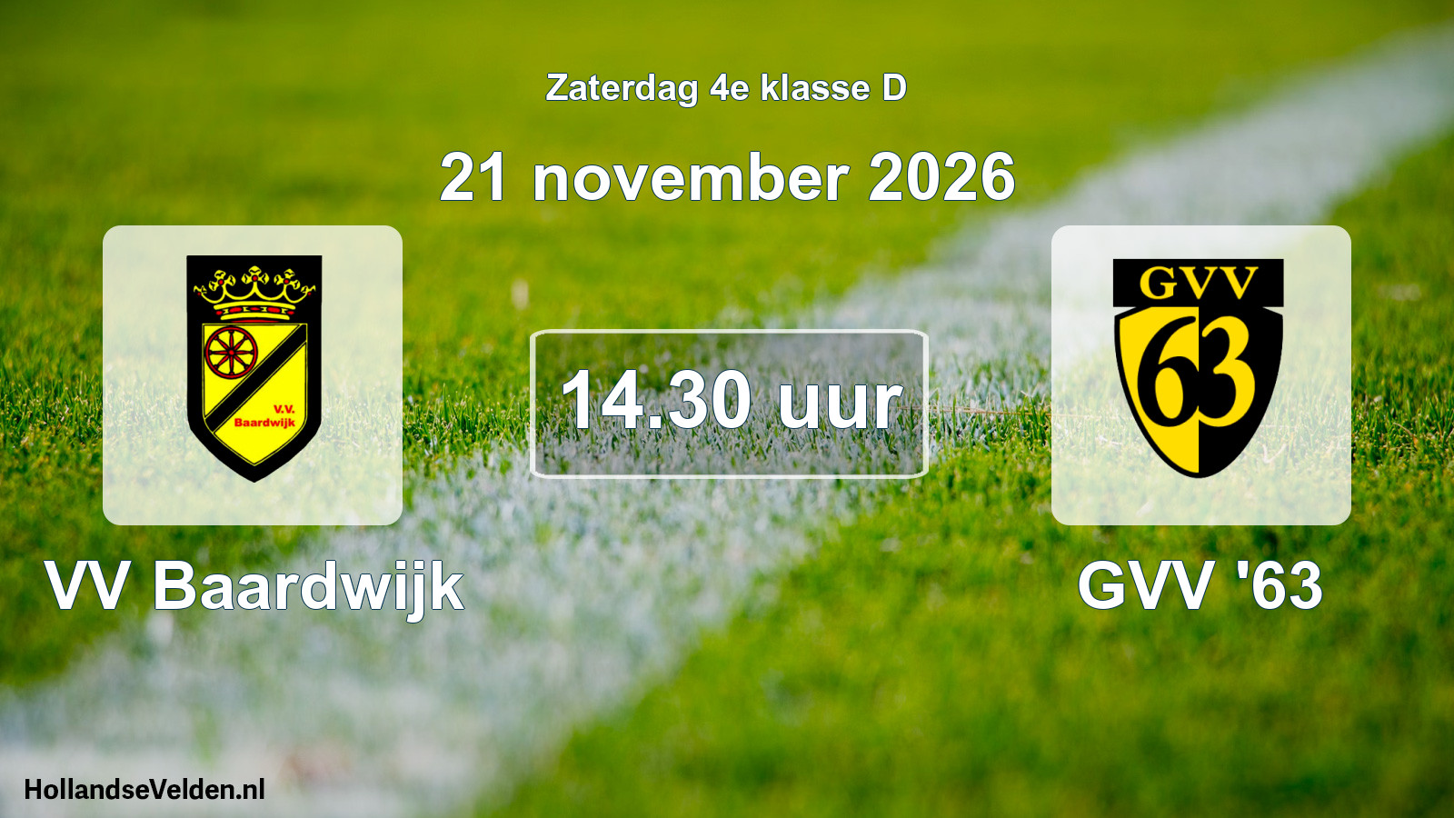 Geplande wedstrijd: VV Baardwijk - GVV '63 (21 november 2026)