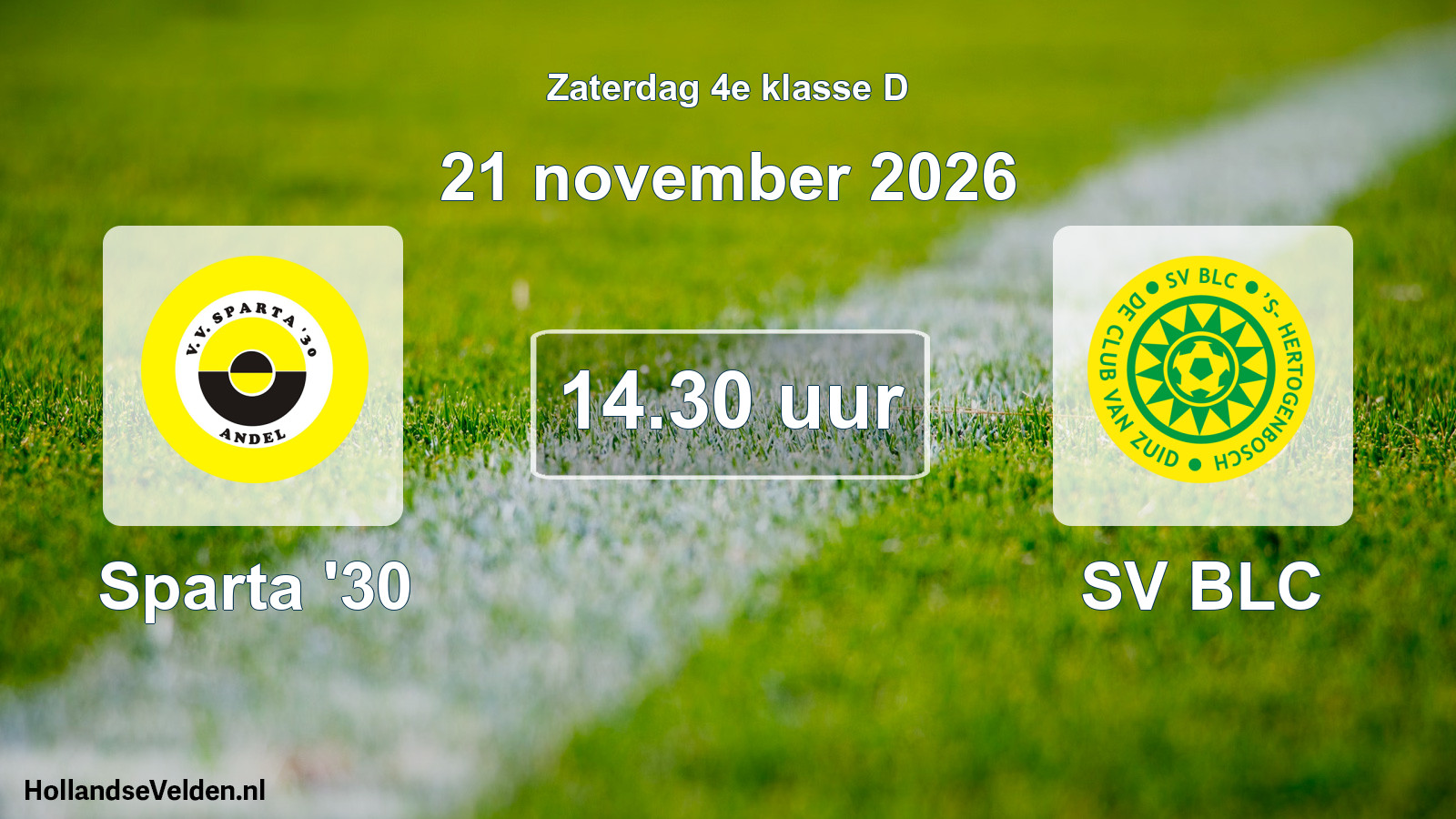 Geplande wedstrijd: Sparta '30 - SV BLC (21 november 2026)