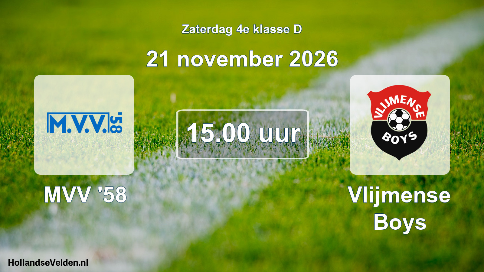 Geplande wedstrijd: MVV '58 - Vlijmense Boys (21 november 2026)