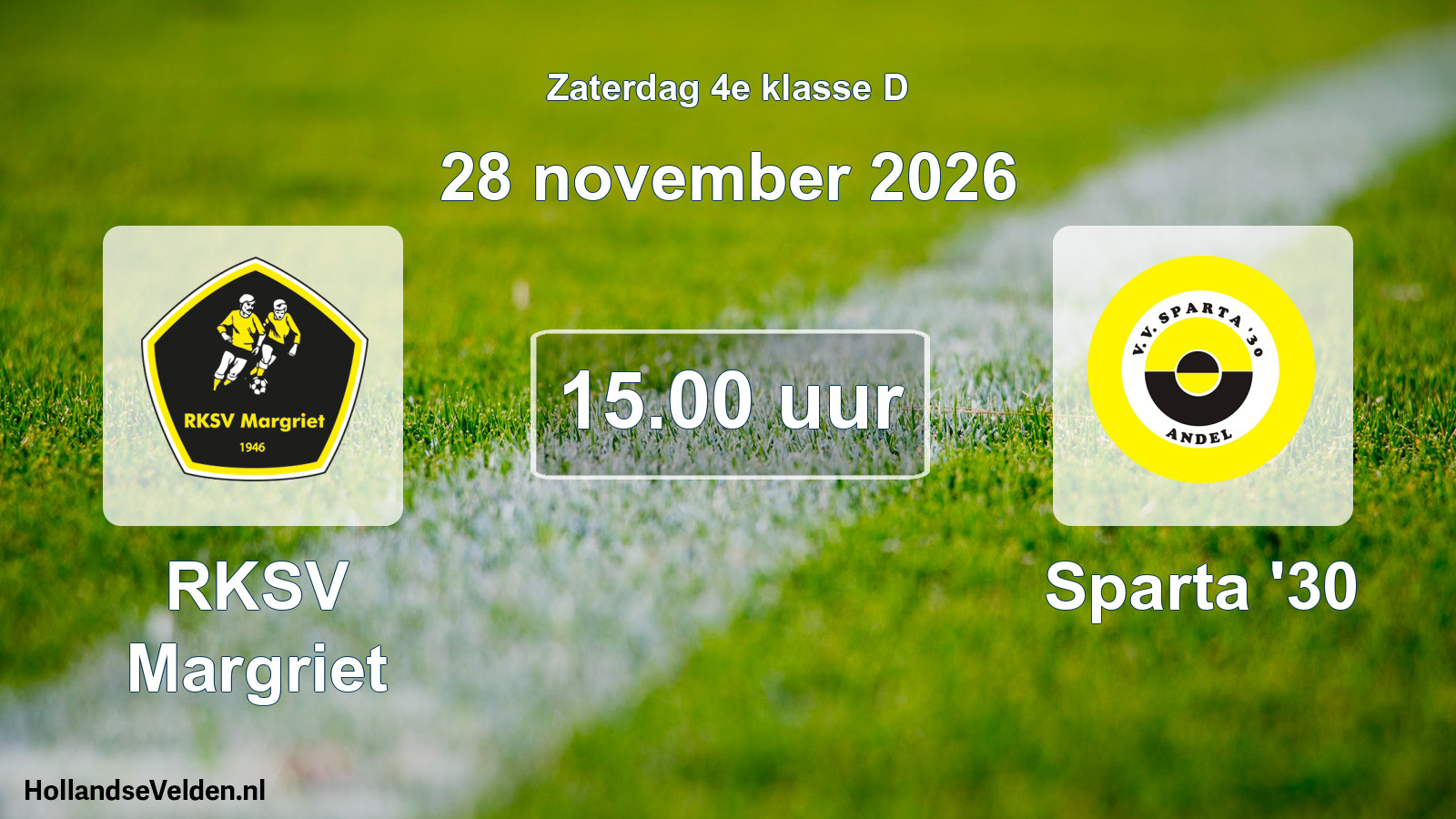 Geplande wedstrijd: RKSV Margriet - Sparta '30 (28 november 2026)