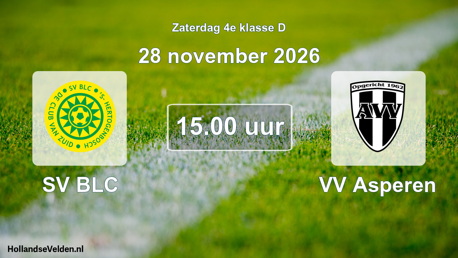Geplande wedstrijd: SV BLC - VV Asperen (28 november 2026)