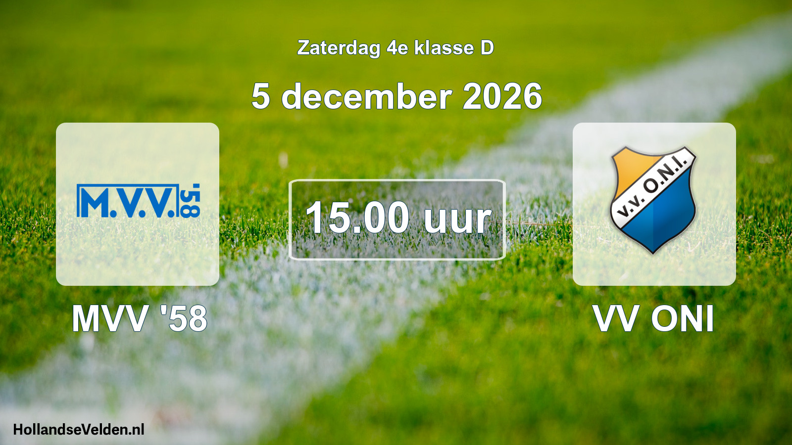 Geplande wedstrijd: MVV '58 - VV ONI (5 december 2026)