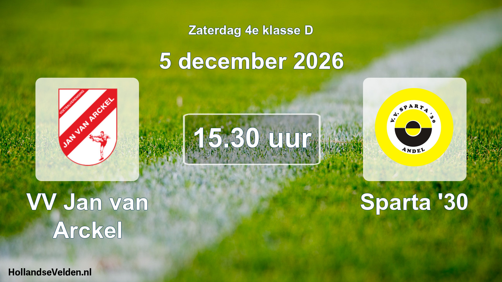 Geplande wedstrijd: VV Jan van Arckel - Sparta '30 (5 december 2026)
