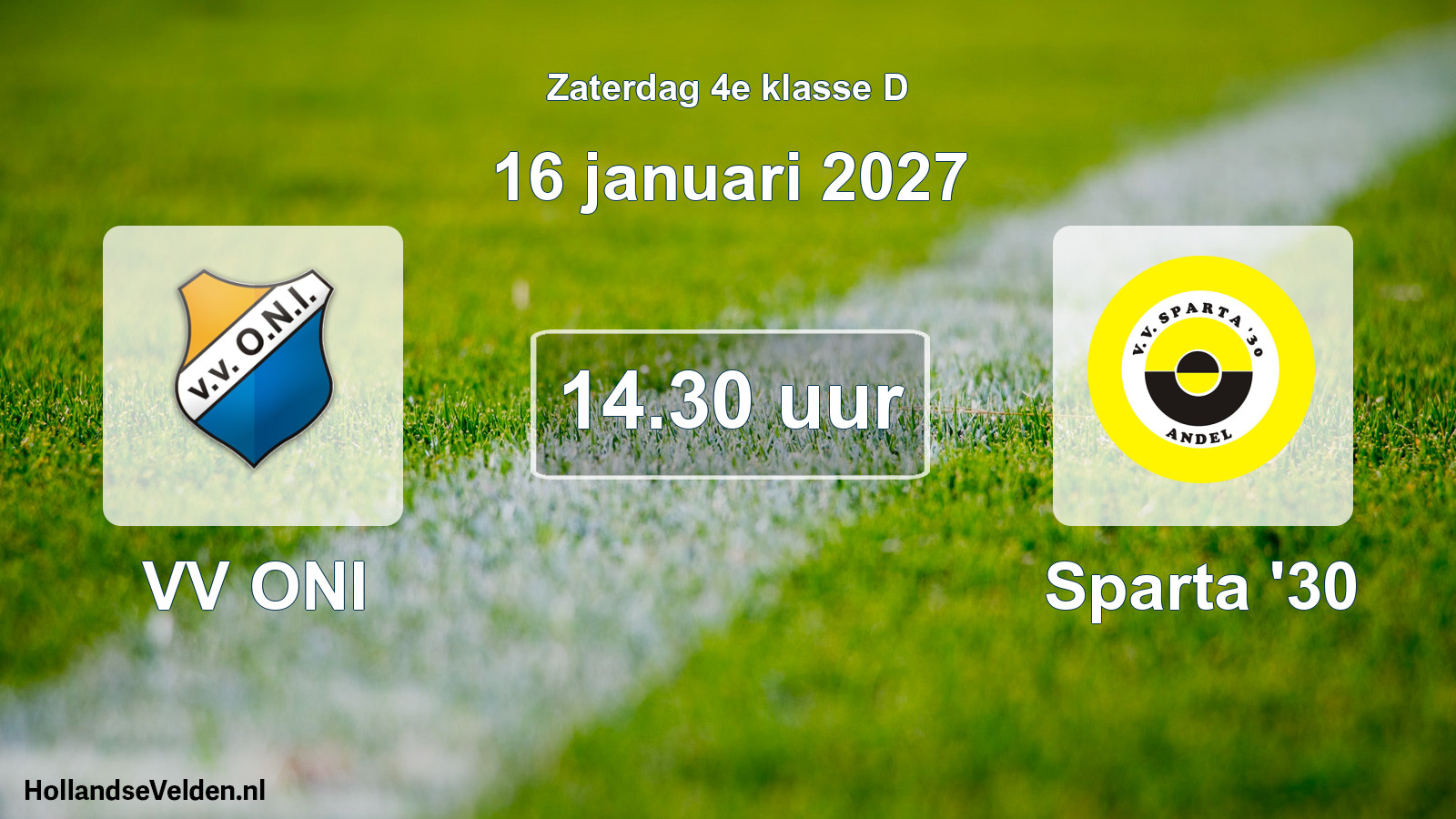 Geplande wedstrijd: VV ONI - Sparta '30 (16 januari 2027)