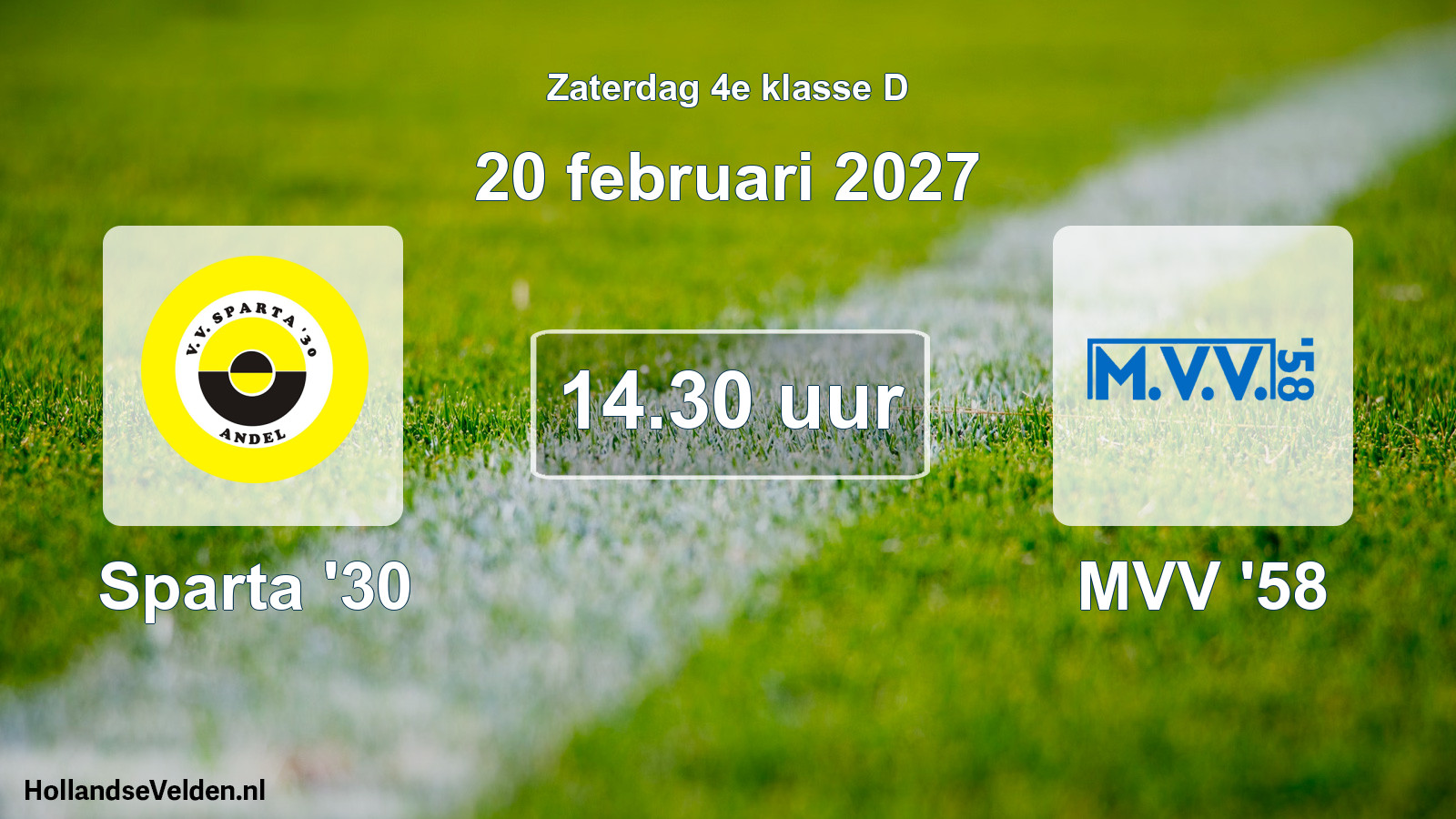 Geplande wedstrijd: Sparta '30 - MVV '58 (20 februari 2027)