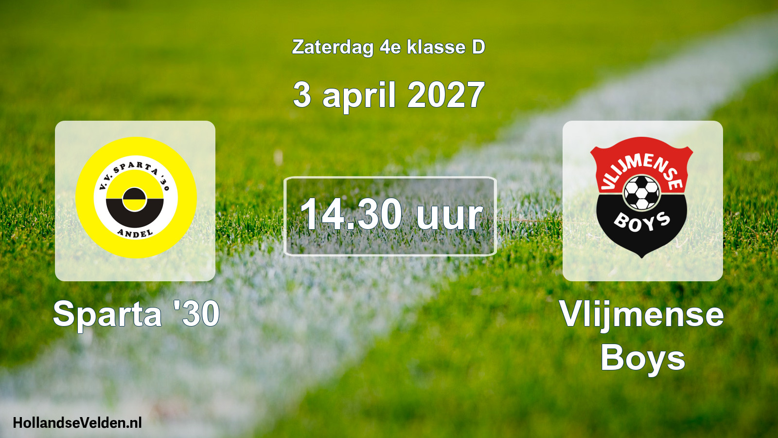 Geplande wedstrijd: Sparta '30 - Vlijmense Boys (3 april 2027)