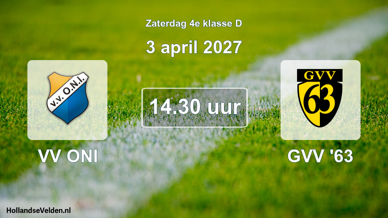 Geplande wedstrijd: VV ONI - GVV '63 (3 april 2027)
