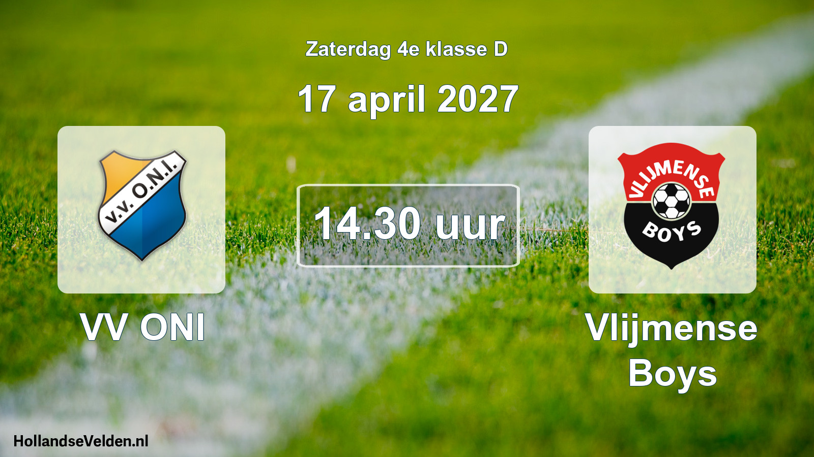 Geplande wedstrijd: VV ONI - Vlijmense Boys (17 april 2027)