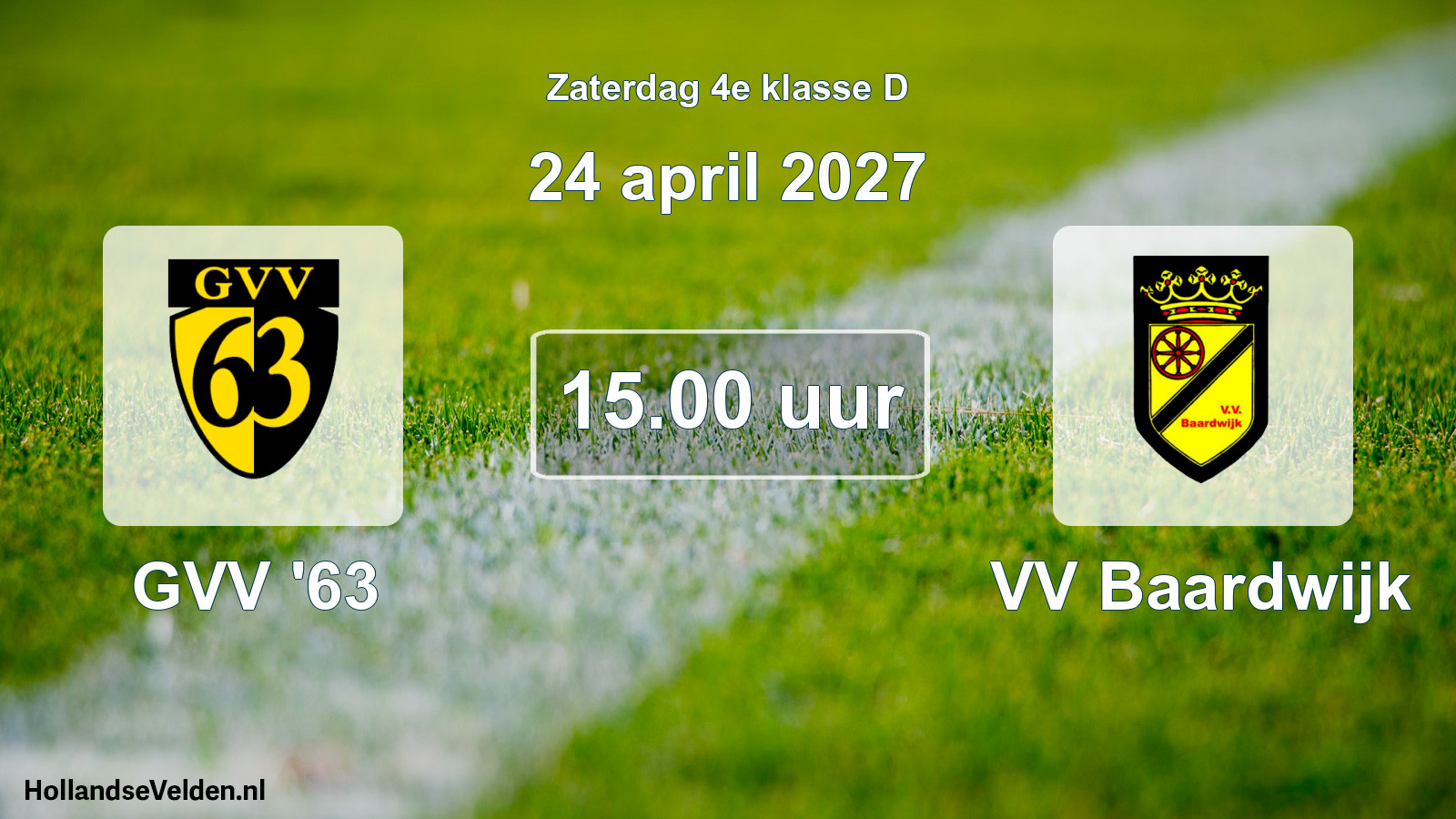Geplande wedstrijd: GVV '63 - VV Baardwijk (24 april 2027)