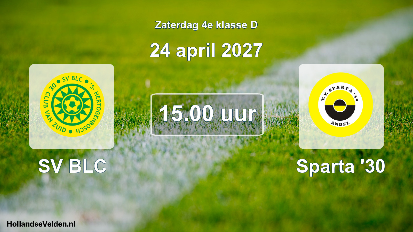 Geplande wedstrijd: SV BLC - Sparta '30 (24 april 2027)