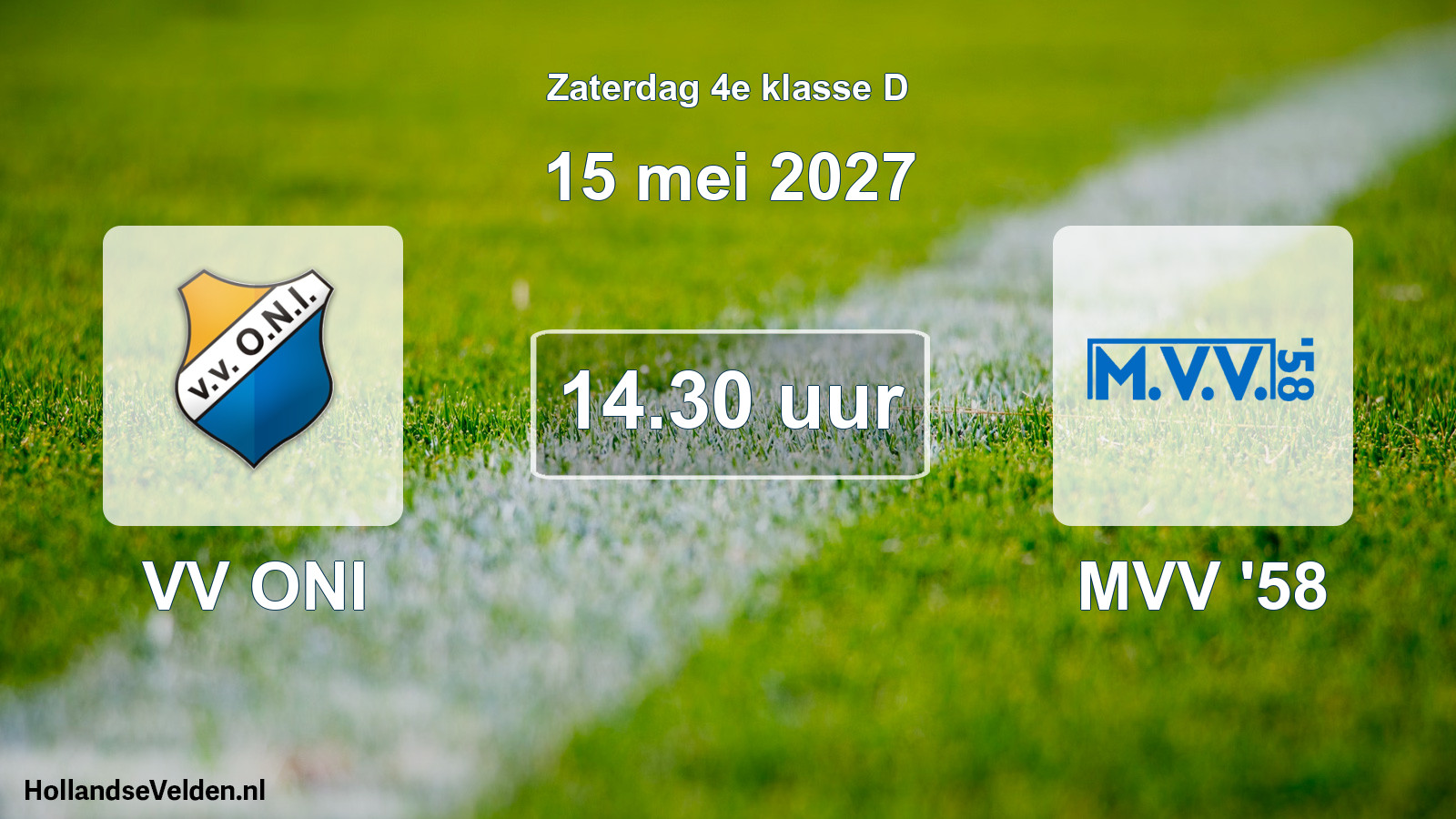 Geplande wedstrijd: VV ONI - MVV '58 (15 mei 2027)