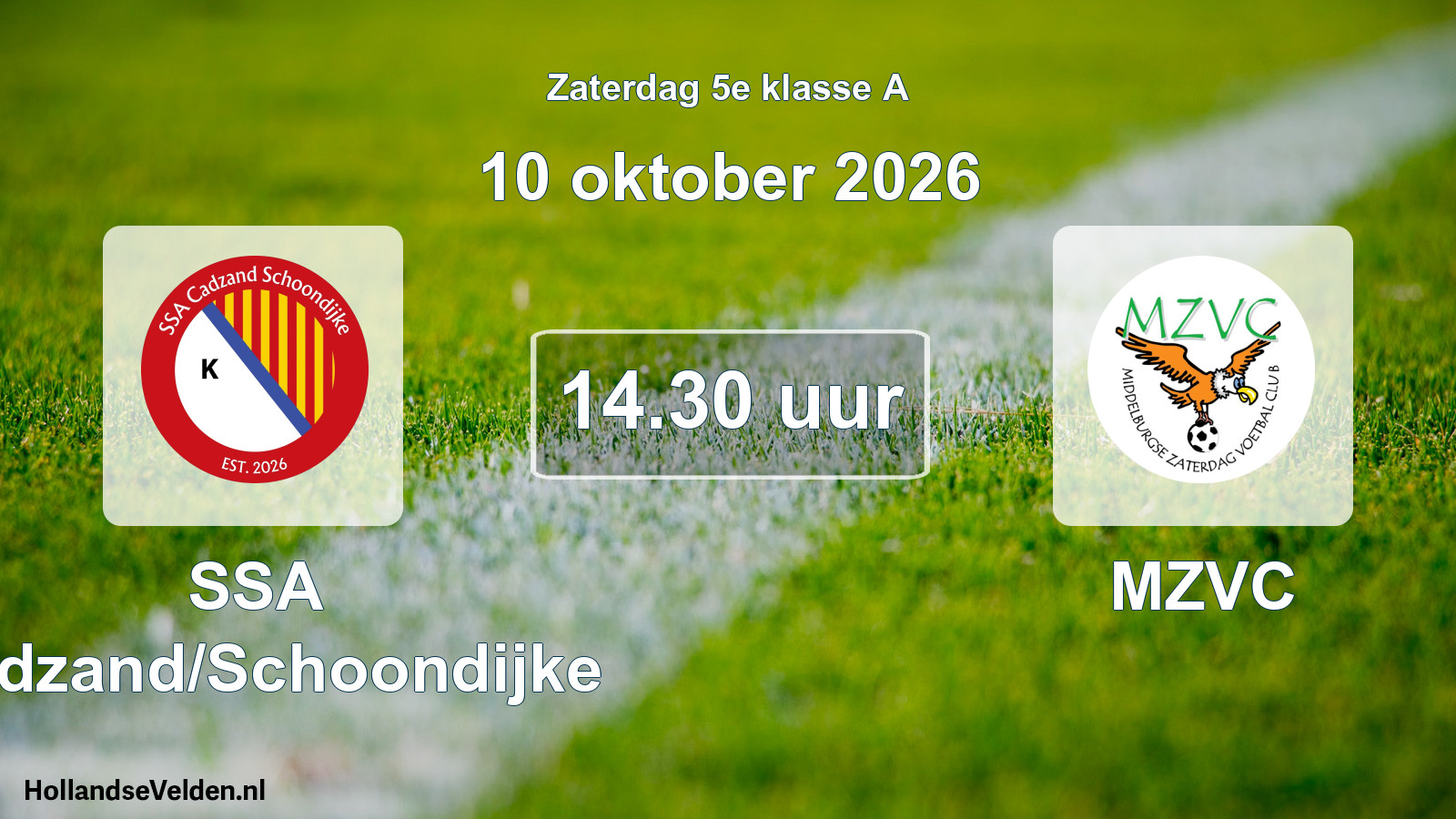 Geplande wedstrijd: SSA Cadzand/Schoondijke - MZVC (10 oktober 2026)