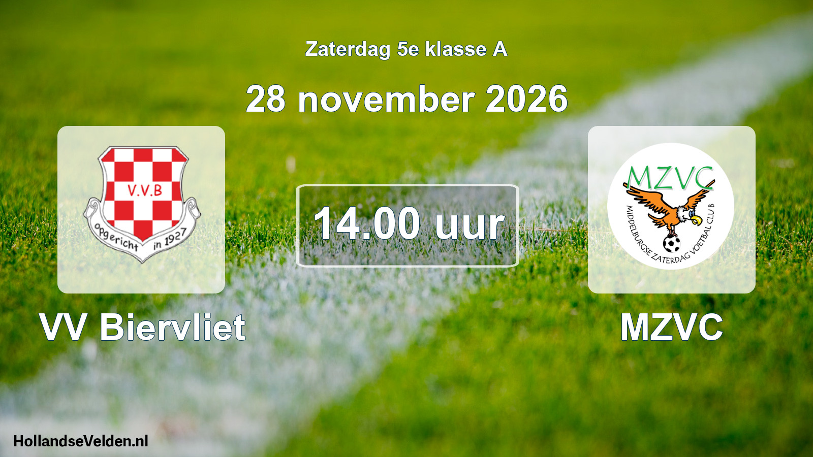 Geplande wedstrijd: VV Biervliet - MZVC (28 november 2026)