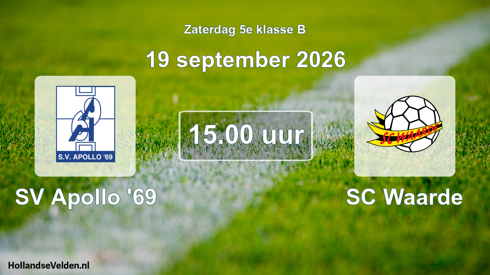 Geplande wedstrijd: SV Apollo '69 - SC Waarde (19 september 2026)