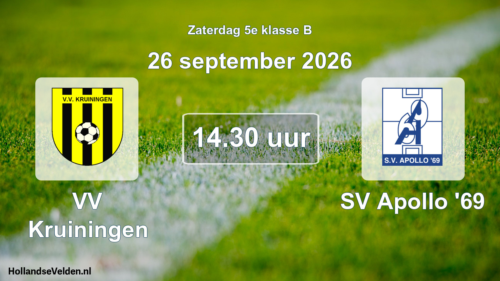 Geplande wedstrijd: VV Kruiningen - SV Apollo '69 (26 september 2026)