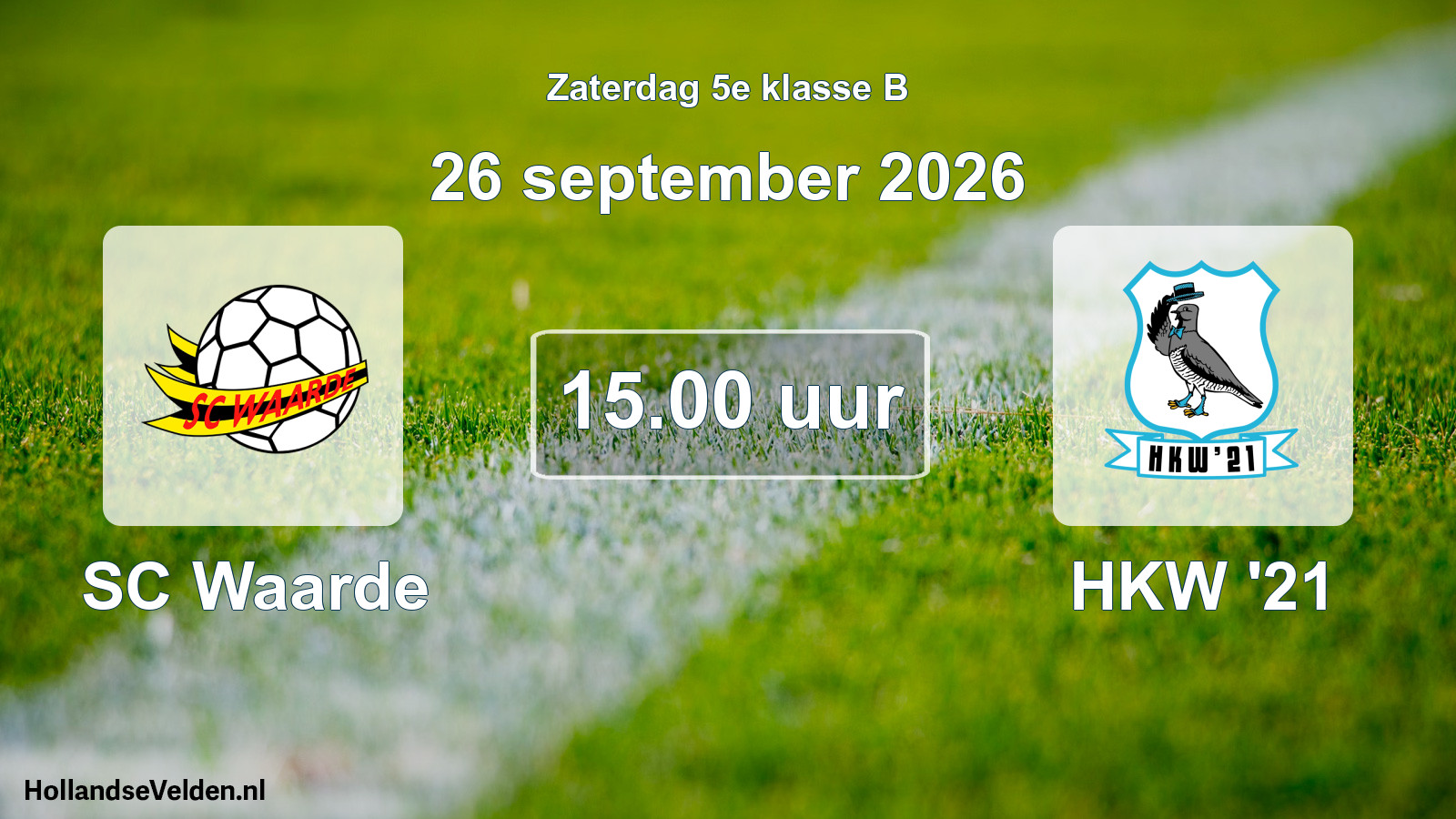 Geplande wedstrijd: SC Waarde - HKW '21 (26 september 2026)