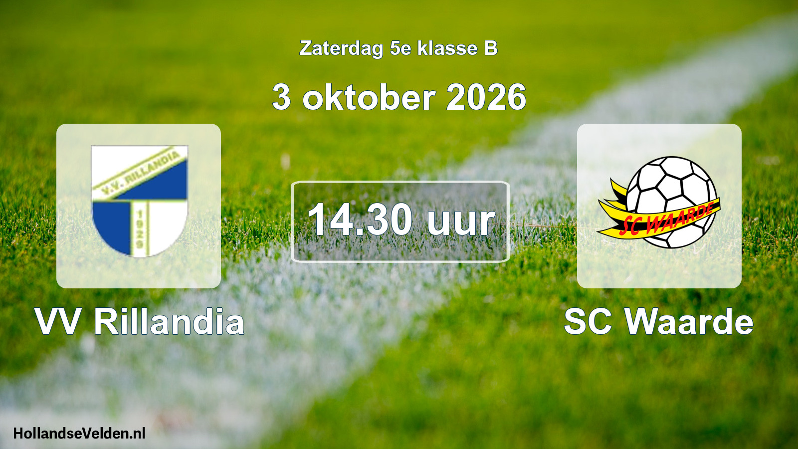 Geplande wedstrijd: VV Rillandia - SC Waarde (3 oktober 2026)