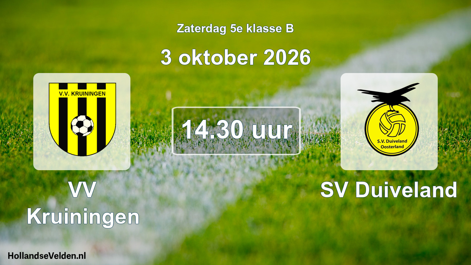 Geplande wedstrijd: VV Kruiningen - SV Duiveland (3 oktober 2026)