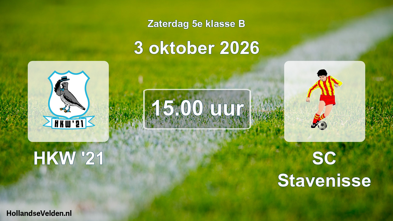 Geplande wedstrijd: HKW '21 - SC Stavenisse (3 oktober 2026)