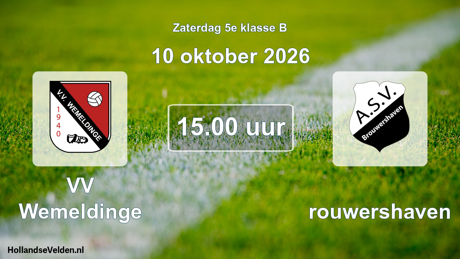 Geplande wedstrijd: VV Wemeldinge - Brouwershaven (10 oktober 2026)