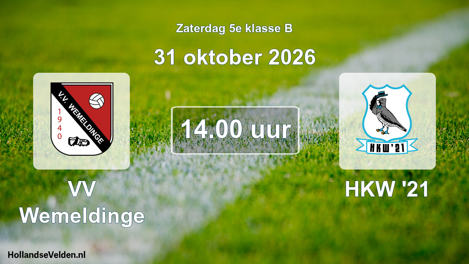 Geplande wedstrijd: VV Wemeldinge - HKW '21 (31 oktober 2026)