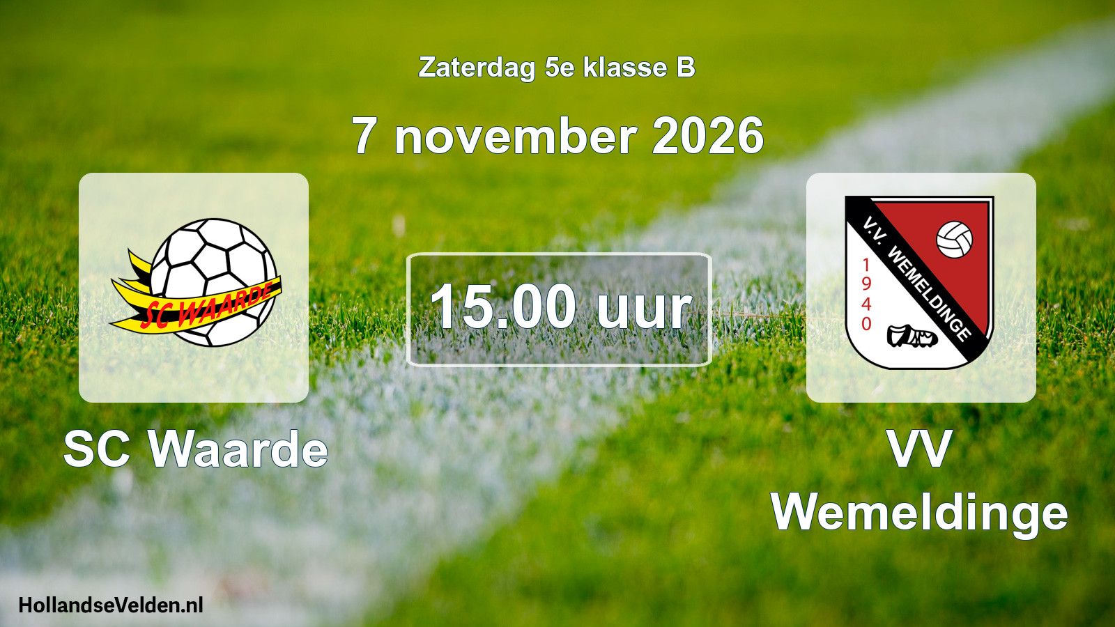 Geplande wedstrijd: SC Waarde - VV Wemeldinge (7 november 2026)