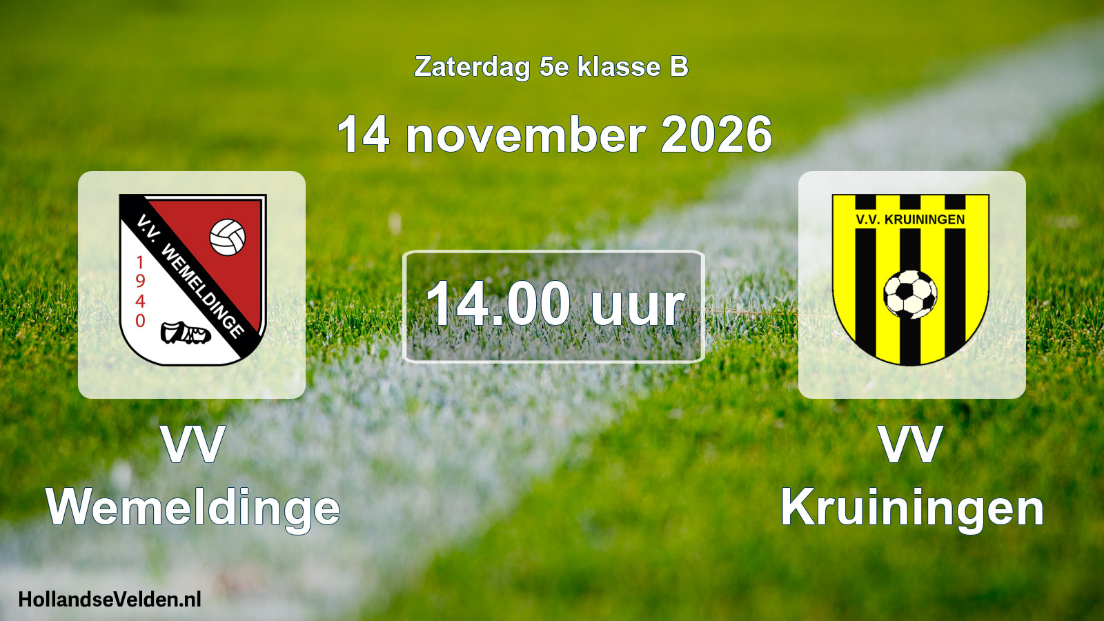 Geplande wedstrijd: VV Wemeldinge - VV Kruiningen (14 november 2026)