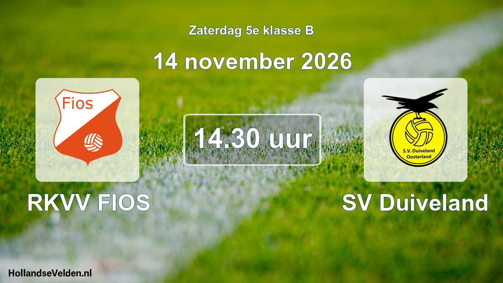 Geplande wedstrijd: RKVV FIOS - SV Duiveland (14 november 2026)